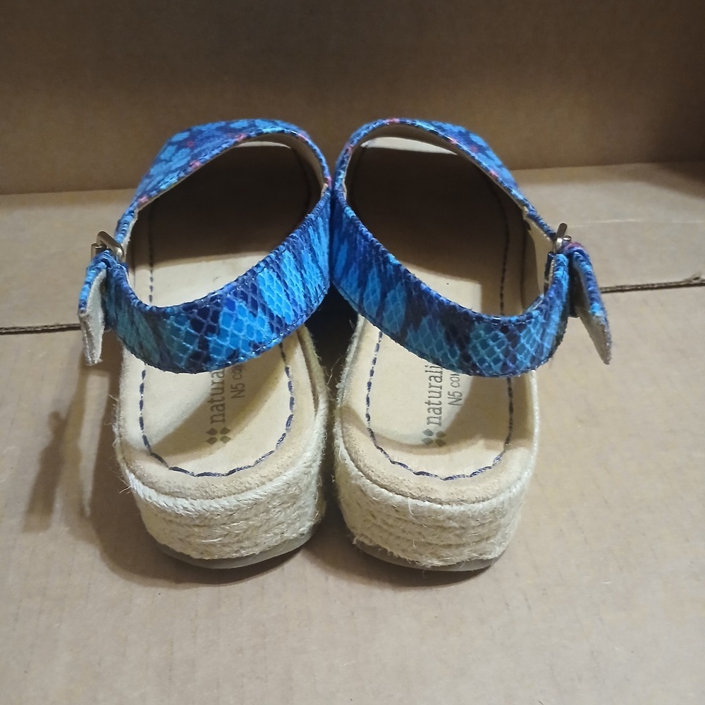 Naturalizer wedge sandals Women 9N Blue Pink Aqua Burlap Wedge - Picture 3 of 6